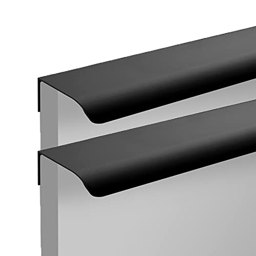 Möbelgriff Aluminiumlegierung Unsichtbarer Griff Kleiderschrank Küchenschrankgriffe Fingerkantengriff Schubladengriffe Schwarz 2 Stück von Generic