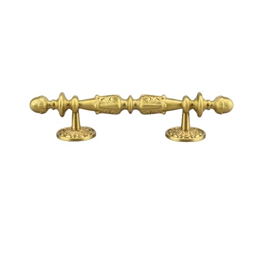 Möbelgriffe im Vintage-Stil aus geschnitztem Messing, massives Messing, für Luxusschubladen, Kommoden, Bücherregale, Weinschränke, Griffe, Messing, 96 mm, 1 Stü von Generic