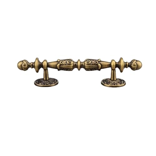Möbelgriffe im Vintage-Stil aus geschnitztem Messing, massives Messing, für Luxusschubladen, Kommoden, Bücherregale, Weinschränke, Griffe, Messing, 96 mm, 1 Stü von Generic