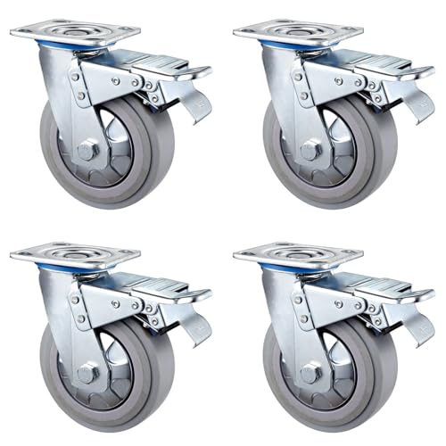 Möbelrollen Bürorollen Cwheel, 4-Zoll-Räder, Industrierollen mit Bremse, Schwenkbare Schwerlastrollen mit Feststellfunktion, Rollen für Möbelbeine, Verdickte Bodenplatte, Tragfähig Möbelrollen Bürorollen Cwheel, 4-Zoll-Räder, Industrierollen mit Bremse, Schwenkbare Schwerlastrollen mit Feststellfunktion, Rollen für Möbelbeine, Verdickte Bodenplatte, Tragfähig von Generic