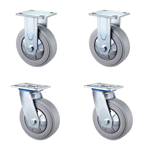 Möbelrollen Bürorollen Cwheel, 4-Zoll-Räder, Industrierollen mit Bremse, Schwenkbare Schwerlastrollen mit Feststellfunktion, Rollen für Möbelbeine, Verdickte Bodenplatte, Tragfähig von Generic