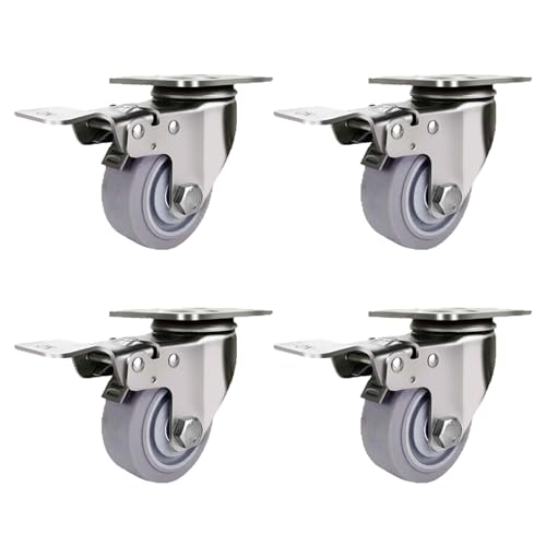 Möbelrollen Lenkrollen Trolley-Rollen 4er-Set ， Industrielle Rollen Mit Bremse ， Rollen Für Möbelbeine ， Weit Verbreitete Trolleys ， Möbelwerkbänke ， Drücken Und Ziehen Ist Bequemer von Generic