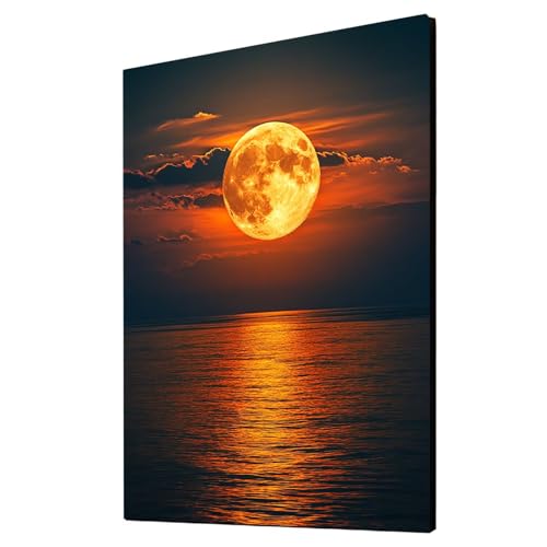 Mond Malen Nach Zahlen Erwachsene Landschaft Malen Nach Zahlen 135 x 100CM DIY Basteln Erwachsene Klarheit Farbe Leinwan Bilder mit Acrylfarben Set 3 Typen Pinsel für Wanddeko Wohnzimmer 2YH-6360 von Generic
