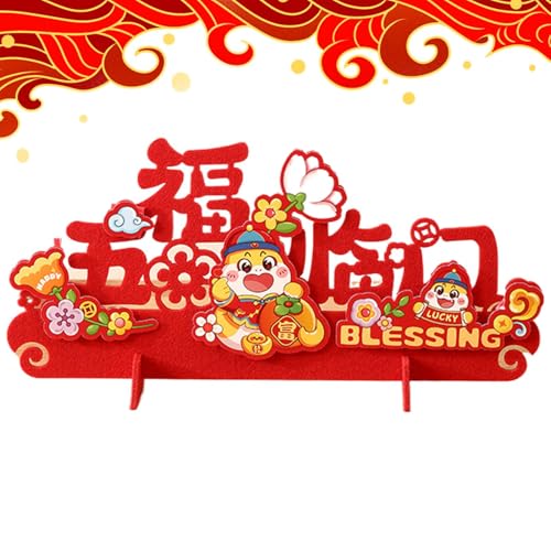 Mondneujahr Schreibtischdekorationen,Chinesische Neujahrs-Tischdekorationen,Chinesische Segenswörter aus Filz für Fotos - Wohnzimmerdekoration, Festivaldekorationen von Generic