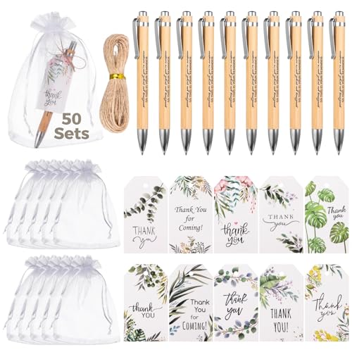 Motivierende Bambusstifte, 50 Stück, Kugelschreiber-Schätzung, Mitarbeiter-Set, inspirierende Geschenke mit Dankeskarte, grünes Pflanzenmotiv und Organza-Beutel Motivierende Bambusstifte, 50 Stück, Kugelschreiber-Schätzung, Mitarbeiter-Set, inspirierende Geschenke mit Dankeskarte, grünes Pflanzenmotiv und Organza-Beutel von Generic