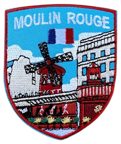 Moulin Rouge Paris Frankreich Patch bestickt zum Aufbügeln oder Aufnähen (7,6 cm) ikonische rote Windmühle französische Flagge Design Reise Europa Souvenir perfekt für Rucksäcke, Jacken, Hüte von Generic