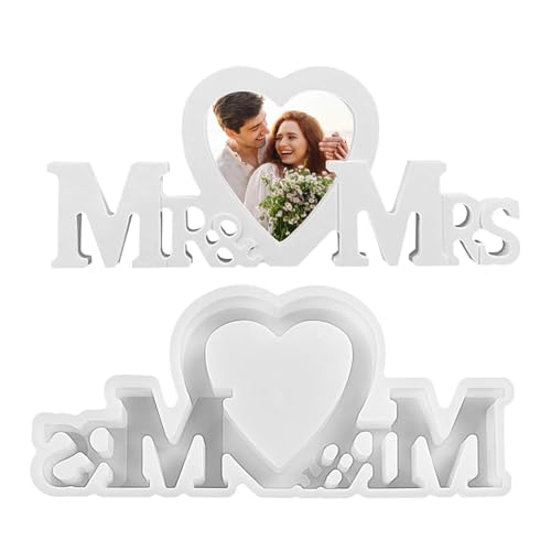 Mrs & Mrs Heart Silikonform, MRS und MRS Gießform aus Kunstharz, Hochzeits-Silikonform, Ton Fondant Making Mold, von Generic