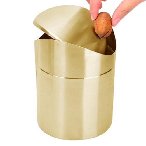 Mülleimer aus Kunststoff, platzsparender Mülleimer | Anti-Fingerabdruck-Finish mit geschlossenem Deckel, tragbar, Schreibtischablage für Badezimmer mit Mülleimer p von Generic