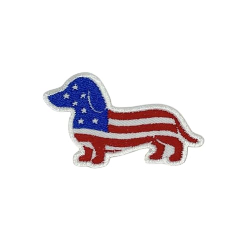 NH Dackel Amerikanische Flagge Bügelbilder – Stickerei Applikation Patches für Dekoration von Generic