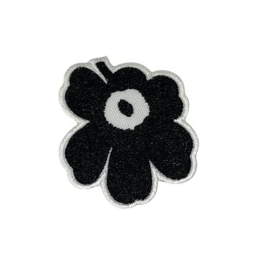 NH Schwarze Blume auf Flicken – Stickerei Applikation Patches für Dekoration von Generic