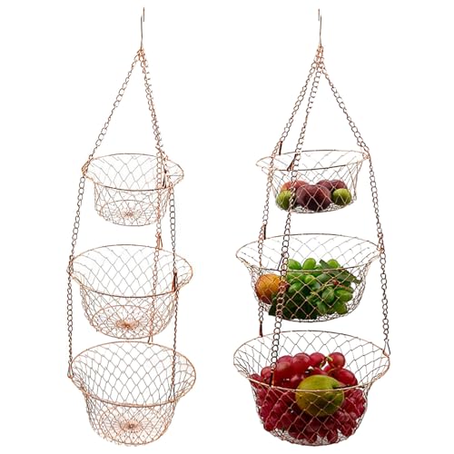 Nachhaltiger Hängekorb auf 3 Ebenen, zusammenklappbarer Obstkorb: -Organizer, Radiergummi für die Küche, den Flur Nachhaltiger Hängekorb auf 3 Ebenen, zusammenklappbarer Obstkorb: -Organizer, Radiergummi für die Küche, den Flur von Generic