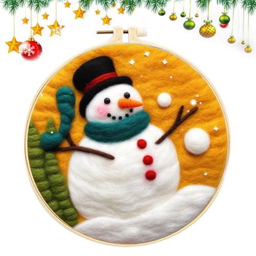 Nadel-Strickset für Anfänger, für Erwachsene, Nadelstich-Kits für Erwachsene, Anfänger, Bastelset für Weihnachtsbaum, Schneemann und Igel, Nadelfilz-Set von Generic