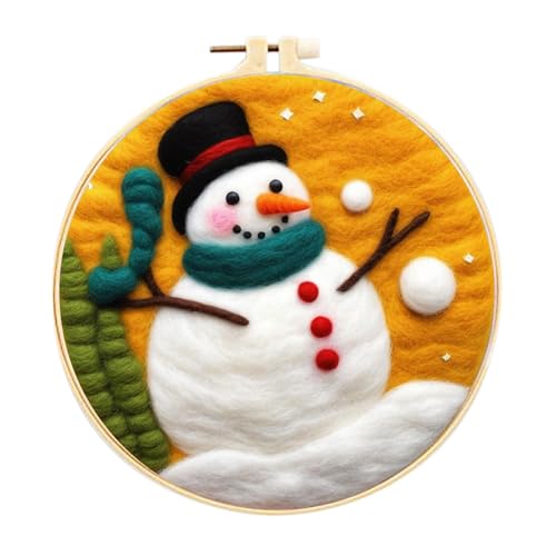 Nadelfilz-Kit Nadelfilz-Kit Nadelspitzen-Kit Handwerk für Weihnachtsbäume | Nadelfilz-Anfänger-Kit Cartoonwolle Nadelfilz-Set Nadelfilz-Set mit Schaumstoffkissen für von Generic