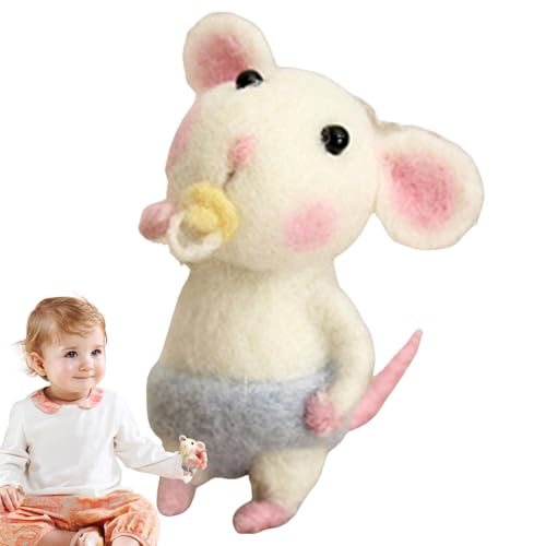Nadelfilz-Set aus Wolle für Tiere, Nadelfilz-Set für Tiere | Grundlegende Werkzeuge zum Nadelfilzen | Nadelfilz-Anfänger-Set mit Holztieren für Anfänger von Generic