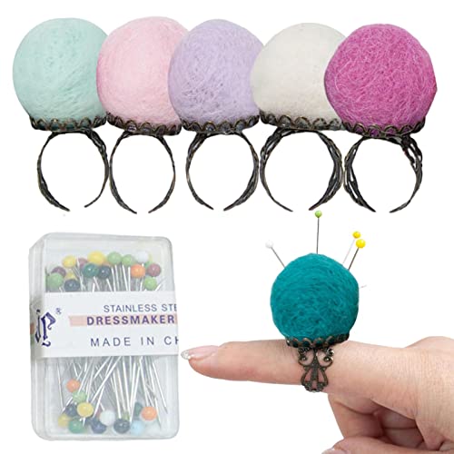 Nadelkissen zum Nähen | Handgelenk-Nadelkissen, Finger-Nadelkissen, Nadelkissen zum Nähen von Handarbeiten, Metall-Finger-Nadelkissen mit 50 Nähnadeln von Generic