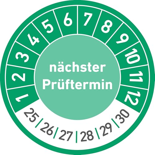 Nächster Prüftermin, 30 mm Ø Prüfetiketten, Prüfplaketten, Prüfplakette, Wartung (grün, 1000er Pack) von Generic