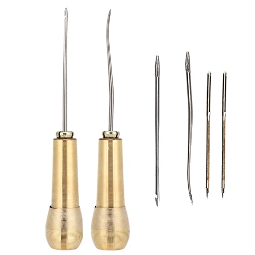 Nähen Sie Awl, Leder -Awl 2 Set Kupfergriff Nähen von Ledernähen Kit Taper Lederschuh Reparaturwerkzeug Handwerksnadel -Nadel Kit für Leder Nähen Sie Awl, Leder -Awl 2 Set Kupfergriff Nähen von Ledernähen Kit Taper Lederschuh Reparaturwerkzeug Handwerksnadel -Nadel Kit für Leder von Generic