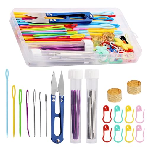Nähset mit Etui, Nähprojekt-Kits, Reise-Nähset für Erwachsene, Nähwerkzeuge mit Aufbewahrungsbox, tragbares Nähzubehör, Strickbedarf für von Generic