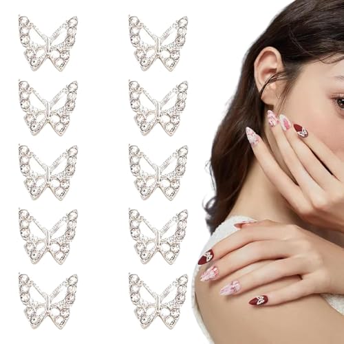 Nagel-Strasssteine, Nagel-Edelsteine, 10 Schmetterlinge Glitzer-Nageldesigns - Maniküre-Schmuck, - für Acrylnägel, DIY-Dekorationen von Generic