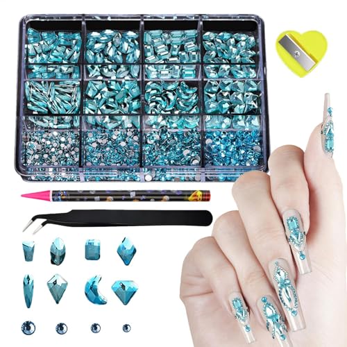 Nageldekorationsset mit Strasssteinen, glitzernden Strasssteinen für Nägel, Nageldekoration mit Strasssteinen für Frauen, flache Nageldekoration für F von Generic