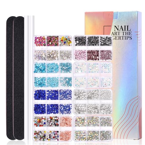 Nagelsteine – Strasssteine für Nägel | Nagelsteine | Strasssteine für Nägel | glitzernde Perlen Edelsteine Strass Dekoration für Nail Art | gemischte Farbe Flatback Strasssteine mit glänzenden von Generic