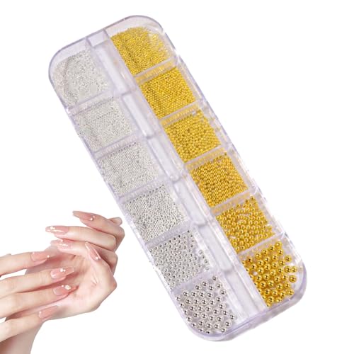 Nail Pearls - Perlen für Nägel Nieten für Nägel Größe 3D in einer kleinen Maniküre Silber Gold Gold Kaviar Schmuck Dekorationen von Generic