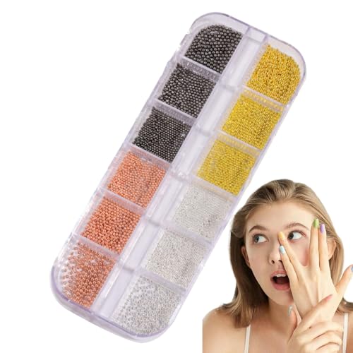 Nail Pearls - Perlen für Nägel Nieten für Nägel Größe 3D in einer kleinen Maniküre Silber Gold Gold Kaviar Schmuck Dekorationen von Generic