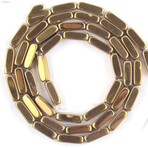 Natürliche Hämatitsteinperlen, bunt, vergoldet, quaderförmig, Häma, lose Perlen für Schmuck, goldfarben, 3 x 5 mm von Generic