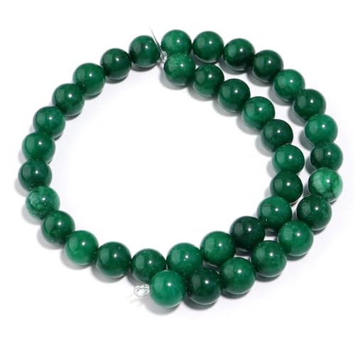 Natürliche Jadestein-Perlen, runde Edelsteine, lose Perlen für Schmuckherstellung, DIY, Armband, Halskette, 10 mm (34 Stück) von Generic