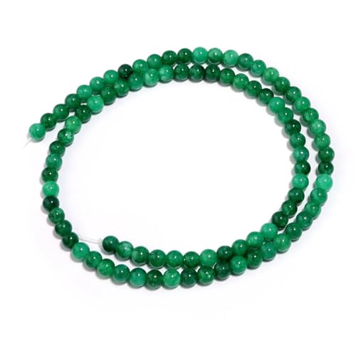Natürliche Jadestein-Perlen, runde Edelsteine, lose Perlen für Schmuckherstellung, DIY, Armband, Halskette, 4 mm, 86 Stück von Generic