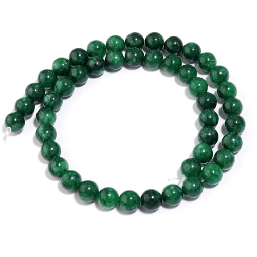 Natürliche Jadestein-Perlen, runde Edelsteine, lose Perlen für Schmuckherstellung, DIY, Armband, Halskette, 8 mm (44 Stück) von Generic