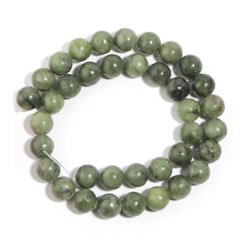 Natürliche Jadesteinperlen, runde Jadeperlen für Schmuckherstellung, DIY, Halsketten, Armbänder, Perlen, 10 mm (32 Stück) von Generic