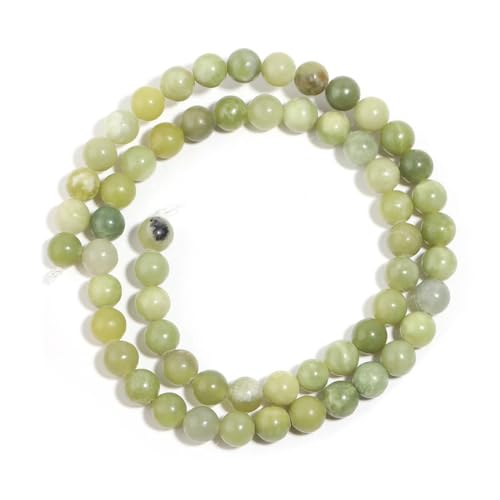 Natürliche Jadesteinperlen, runde Jadeperlen für Schmuckherstellung, DIY, Halsketten, Armbänder, Perlen, 6 mm, 56 Stück von Generic