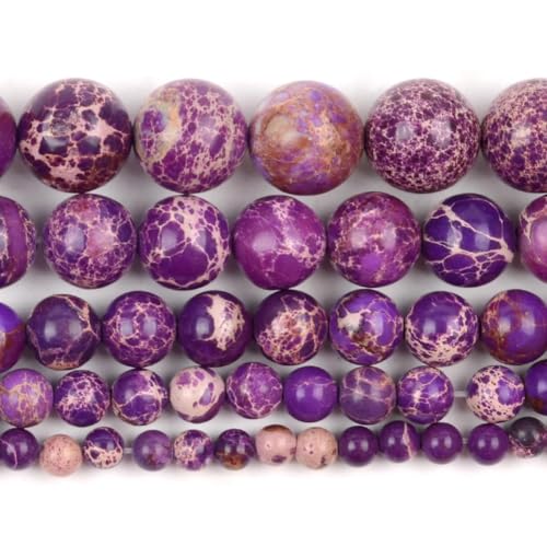 Natürliche Meeres-Sediment-Jaspis-Steinperlen, rund, lose Perlen für Armbänder, Halsketten, Violett, 12 mm, ca. 30 Stück Natürliche Meeres-Sediment-Jaspis-Steinperlen, rund, lose Perlen für Armbänder, Halsketten, Violett, 12 mm, ca. 30 Stück von Generic