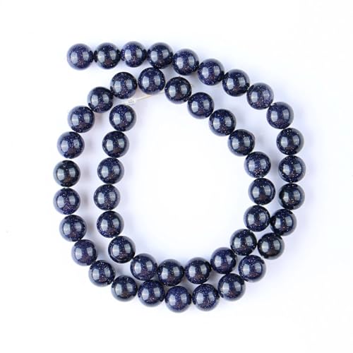 Natürliche Sandsteinperlen für Schmuckherstellung, Armband, DIY, Blau, 12 mm (31–33 Stück) von Generic