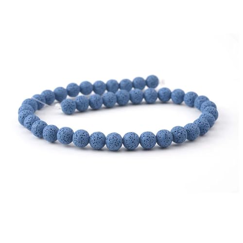 Natürlicher Vulkan-Lavastein, rund, lose Perlen, Los, für Schmuckherstellung, DIY-Armbänder, dunkelblau, 6 mm, 60 Perlen von Generic