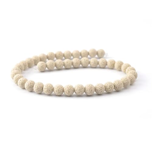 Natürlicher Vulkan-Lavastein, rund, lose Perlen für Schmuckherstellung, DIY, Armband, Weiß, 8 mm, 48 Perlen von Generic