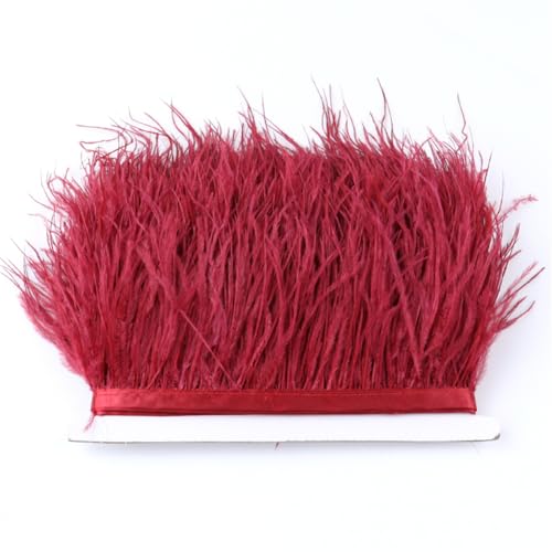 Natürliches Straußenfeder-Band, 9,1 m lang, Straußenfedern, Fransenborte für Partykleid, Nähzubehör, 07, Weinrot, 8-10 cm Breite Natürliches Straußenfeder-Band, 9,1 m lang, Straußenfedern, Fransenborte für Partykleid, Nähzubehör, 07, Weinrot, 8-10 cm Breite von Generic