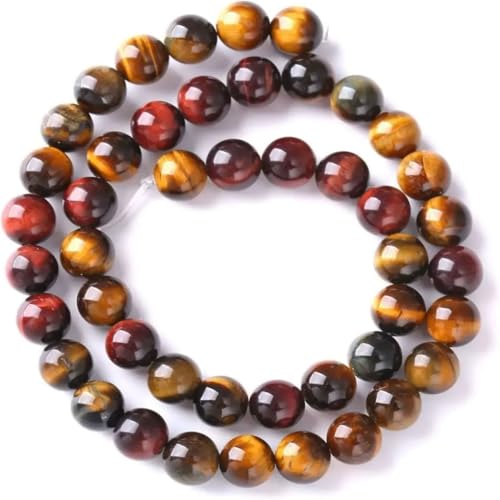 Naturstein, Tigerauge, rund, lose Perlen für Schmuckherstellung, DIY, Charm-Armband, Halskette, C, 8 mm von Generic
