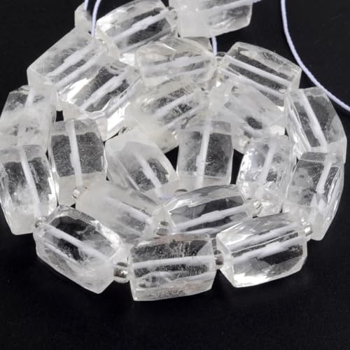 Naturstein, facettierter, weißer, klarer Quarz, quaderförmig, lose Perlen zur Schmuckherstellung, weißer klarer Quarz, 11 x 15 mm, 20–21 Stück Naturstein, facettierter, weißer, klarer Quarz, quaderförmig, lose Perlen zur Schmuckherstellung, weißer klarer Quarz, 11 x 15 mm, 20–21 Stück von Generic