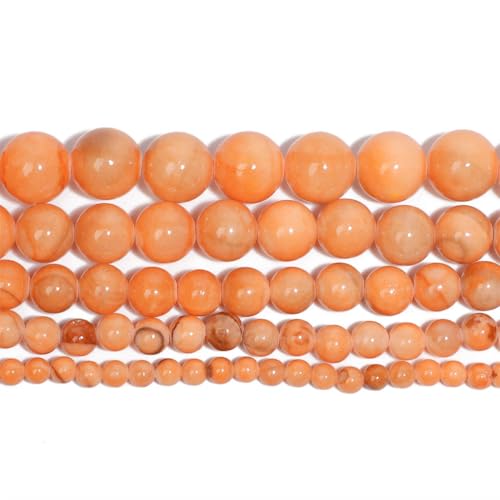 Naturstein-Jadeperlen, rund, Abstandshalter, lose Perlen für Schmuckherstellung, DIY, Charms, Armband, Zubehör, Orange, 6 mm, ca. 61 Stück von Generic