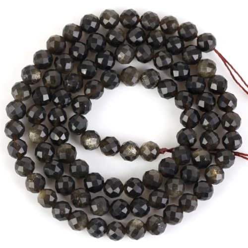 Natursteine, 2–4 mm, facettiert, goldfarben, Obsidian, rund, lose Perlen für Schmuckherstellung, goldfarbener Obsidian, 3 mm, ca. 110 Stück Natursteine, 2–4 mm, facettiert, goldfarben, Obsidian, rund, lose Perlen für Schmuckherstellung, goldfarbener Obsidian, 3 mm, ca. 110 Stück von Generic