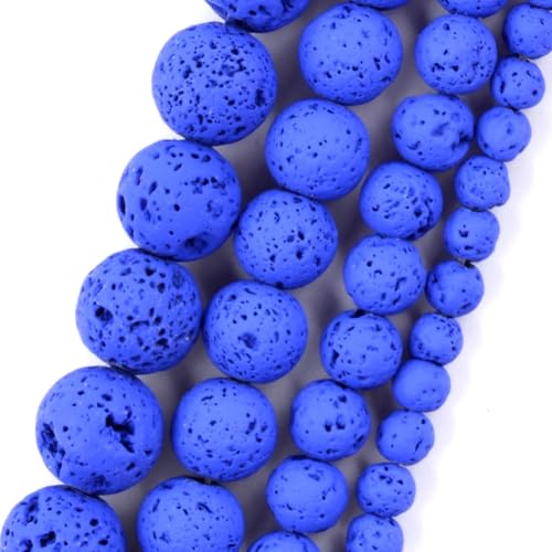 Natursteinperlen, 4–10 mm, Mischung aus Vulkangestein, Lava, Gummi, runde lose Perlen für Schmuckherstellung, Blau, 8 mm Natursteinperlen, 4–10 mm, Mischung aus Vulkangestein, Lava, Gummi, runde lose Perlen für Schmuckherstellung, Blau, 8 mm von Generic