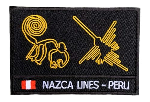 Nazca Lines Peru Aufnäher (8,9 cm), bestickt, zum Aufbügeln oder Aufnähen, Abzeichen, altes Geoglyphen-Emblem, Souvenir, Reise, Trek, Südamerika, DIY-Geschenk Patches von Generic