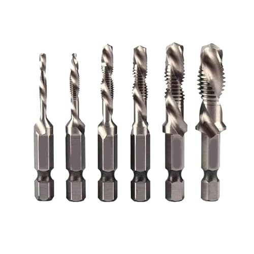 Neattidyly 3 In 1 Spiral Tap Hex Shank Drill Bit Set,Combination Threading Tools Kit,Quick Change Impact Driver (Silver-Short) von Generic