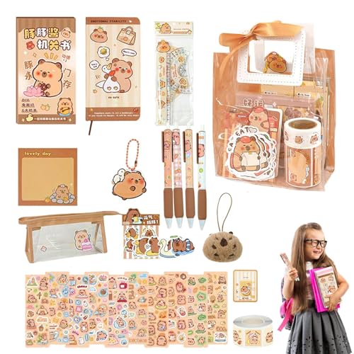 Niedlich stationär - Capybara Plüsch Bleistiftkoffer, entzückende Sticky Notes | Schreibtisch Ornament Kinderstudienzubehör, Schulschreibungsgeschenk, Rucksack Pendellantierstationäres Kit für Schüler Niedlich stationär - Capybara Plüsch Bleistiftkoffer, entzückende Sticky Notes | Schreibtisch Ornament Kinderstudienzubehör, Schulschreibungsgeschenk, Rucksack Pendellantierstationäres Kit für Schüler von Generic
