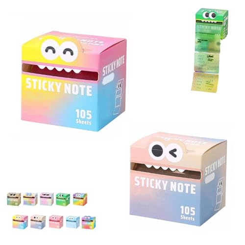 Niedliche Haftnotiz mit Monstermuster, lustige Haftnotizen mit pastellfarbenen Tieren, lebendiges Farbverlaufsdesign, kleine selbstklebende Notizblöcke mit Cartoon-Motiven(#D) von Generic