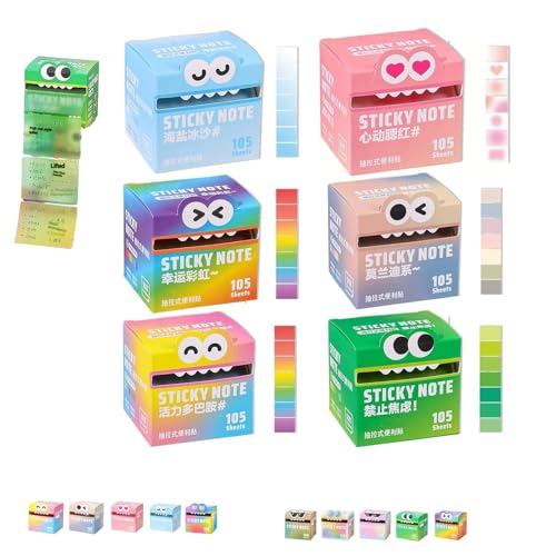 Niedliche Haftnotiz mit Monstermuster, lustige Haftnotizen mit pastellfarbenen Tieren, lebendiges Farbverlaufsdesign, kleine selbstklebende Notizblöcke mit Cartoon-Motiven(6PCS) von Generic