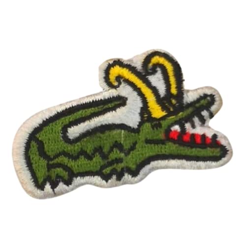 Niedliches Tier-Krokodil mit Hörnern, zum Aufbügeln oder Aufnähen, bestickt, Applikation von Generic