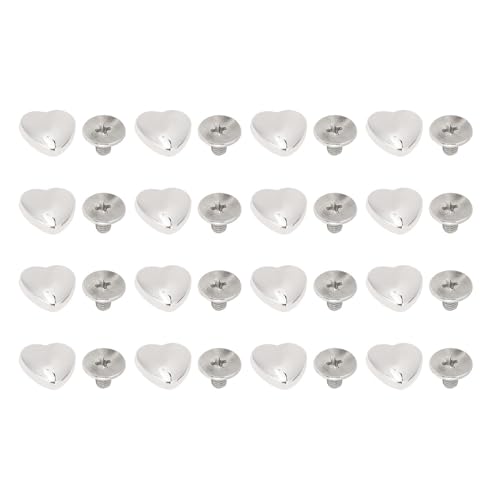 Nietkit, 20pcs Feine Verarbeitung Herz Nieten Einfach zu Installieren für Gürtelbeutel Hüte Schuhe (SILVER) von Generic